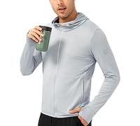 Veste de Course à Pied pour Homme Protection Solaire UPF 53+ UV Zippée Jakcets de Sport Légères Manches Longues Respirant Chemise avec Trous de Pouce pour Fishing Voyage Randonnée Cyclisme