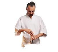 Veste de Cuisine Homme Uniforme de Chef de Restaurant, Costume de Travail, vêtements de Serveur et de Chef(White,L)