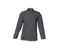 Veste de cuisine mixte homme femme manche longue. Veste de chef professionnel cuisinier 1 poche stylo fermeture boutons Pressions cachées (Gris, L)