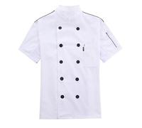 Veste de cuisine pour homme et femme - Slim - Avec boutons-pression - Style moderne - Manches courtes - Veste de boulanger professionnelle - Uniforme - Veste de boulanger - Manches longues avec