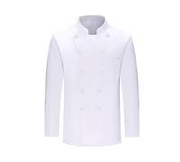 Veste de cuisine unisexe à manches longues avec col officier pour homme et femme - Vêtement de travail professionnel pour la gastronomie - Chemise de chef pour restaurant, cuisine, hôtel avec poche