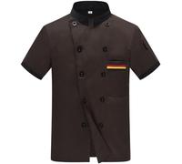 Veste de cuisinier à manches courtes pour homme - Unisexe - Pour cuisine, hôtel, uniforme - Manches courtes - Professionnel - Style moderne - Veste boulanger avec poche
