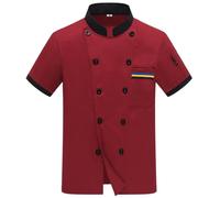 Veste de cuisinier à manches courtes pour homme - Unisexe - Pour cuisine, hôtel, uniforme - Manches courtes - Professionnel - Style moderne - Veste boulanger avec poche