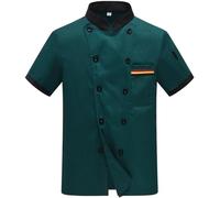 Veste de cuisinier à manches courtes pour homme - Unisexe - Pour cuisine, hôtel, uniforme - Manches courtes - Professionnel - Style moderne - Veste boulanger avec poche