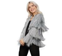Veste De Festival À Franges Argent - Taille: S/M Argenté
