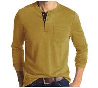 Veste de Football Américain de Couleur Unie Boutonnée Manches Longues Col Rond T-shirt Homme avec Col Chemise Vestes Pyjama, jaune, Small
