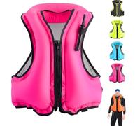 Veste de Kayak à Gonflage Rapide Haute Flottabilité Portable Réglable Soutien Léger de Sécurité pour Baignade Plongée avec Masque Rafting Activités Aquatiques(Pink)