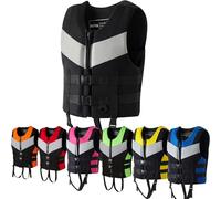 Veste de Kayak Unisexe Réglable Haute Flottabilité Portable Néoprène Mousse EPE pour Paddle Pêche Surf Sports Nautiques(Black,S48-58KG)