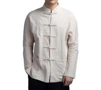 Veste de Kung Fu Tai Chi pour homme avec col montant et manches longues, conçue pour une tenue décontractée et la pratique des arts martiaux (2XL abricot)