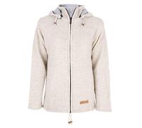 Veste de laine pour femme avec doublure en coton, cardigan mince pour l'été - Shakaloha W Crawford Beige - Veste extérieure câlin monochrome avec capuche amovible | collier de stand à