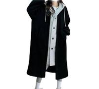 Veste de manteau à capuche en fausse laine d'agneau à 2 couches, coupe-vent Long et chaud épais à la mode for femmes d'hiver, vêtements d'extérieur chauds en polaire for femmes ( Color : Black , Size