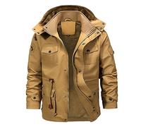Veste de mi-saison à capuche pour homme - Veste cargo doublée chaude - Parka d'hiver militaire - Veste bomber pour homme - Veste d'extérieur multi-poches - Veste de transition - Veste d'hiver avec