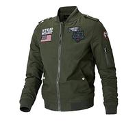 Veste de mi-saison pour homme - Veste en jean - Veste de ski - Veste de randonnée - Veste fine - Coupe-vent - Coton avec poche intérieure - Léger, Vert armée, M