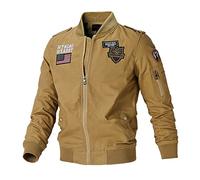 Veste de mi-saison pour homme - Veste en jean - Veste de ski - Veste de randonnée - Veste fine - Coupe-vent - Coton avec poche intérieure - Léger, kaki, XL