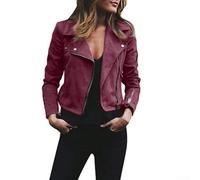 Veste de motard courte en daim pour femme, couleur unie, décontractée | Fabriqué à partir de polyester durable, texture légère, intérieur non doublé pour plus de confort