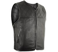 Veste de motard/gilet en cuir avec motif matelassé aspect diamant, Noir , S