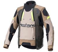 Veste de moto Alpinestars Halo Drystar kaki foncé/sable/jaune flo