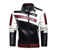 Veste de Moto Blouson Moto Homologuées CE Vêtements en Cuir pour Hommes d'automne et d'hiver en Europe et en Amérique Veste en PU pour Hommes de Grande Taille A,XXL