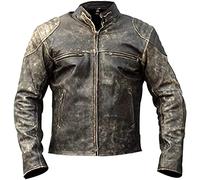 Veste de moto Cafe Racer vintage en cuir véritable vieilli vintage, pour homme, noir, Antique D2, XS