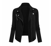 Veste de moto décontractée pour femmes en tissu texturé avec fermeture éclair et col mao L,M,S,XL,XS,XXLTissu tricoté