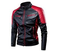 Veste de Moto Duohropke pour Homme - Veste de Pilote Bomber Imperméable et Coupe-Vent avec Protections - Scooter Biker Touring, 01 - Rouge, 5XL