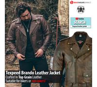 Veste De Moto En Cuir Brando Marlon Biker Avec Protection D'Armure CE
