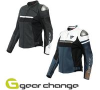 Blouson moto cuir femme Dainese Rapida noir iris/blanc/platine tibétaine