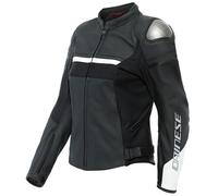 Veste de moto en cuir Dainese Rapida Lady - noir mat/blanc