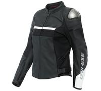 Veste de moto en cuir Dainese Rapida Lady - noir mat/blanc