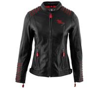 Veste de moto en cuir pour femme Rusty Stitches Amanda - Noir/Rouge - Taille 38 38