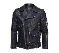 Veste de moto en cuir synthétique pour homme - 4XL - Veste d'automne légère et douce - Veste d'aviateur douce - Veste streetwear - Veste cargo avec poches zippées - Veste de motard - Coupe ajustée