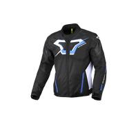 Macna Tazar 2.0 Veste textile de moto imperméable, noir-blanc-bleu, taille 2XL pour homme