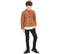 Veste de moto pour enfant - Marque - Lumière brun - Fermeture éclair - Élégante 9-10 ans