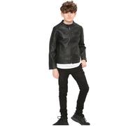 Veste de moto pour enfant - Noir - Garçons Âge 5-13 Ans - Manches longues et capuche doublée 5-6 ans