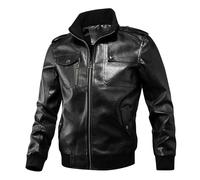 Veste de moto pour homme - Col à revers - Cardigan de camionneur - Couleur unie - En similicuir - Trench d'hiver avec poches zippées - Style steampunk - Style classique vintage - Manches longues - Uni