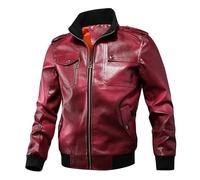 Veste de moto pour homme - Col à revers - Cardigan de camionneur - Couleur unie - En similicuir - Trench d'hiver avec poches zippées - Style steampunk - Style classique vintage - Manches longues - Uni