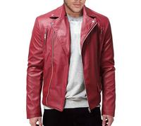 Veste de moto pour homme - Imperméable - 5XL - Veste d'aviateur décontractée - Veste cargo tendance - Veste coupe-vent douce avec fermeture éclair - Veste de voyage en cuir synthétique - Coupe ajustée