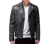 Veste de moto pour homme - Imperméable - 5XL - Veste d'aviateur décontractée - Veste cargo tendance - Veste coupe-vent douce avec fermeture éclair - Veste de voyage en cuir synthétique - Coupe ajustée