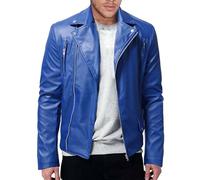 Veste de moto pour homme - Imperméable - 5XL - Veste d'aviateur décontractée - Veste cargo tendance - Veste coupe-vent douce avec fermeture éclair - Veste de voyage en cuir synthétique - Coupe ajustée