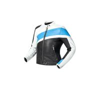 Richa Paige Veste en cuir moto pour femmes, blanc-bleu, taille 42