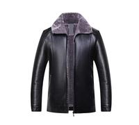 Veste de moto Vestes en cuir for hommes décontracté classique revers col de fourrure manteau de moto Vintage doublé à manches longues hiver Équipement de cyclisme ( Color : Nero , Size : XX-Large )