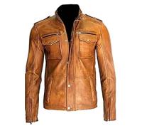Veste de moto vintage en cuir véritable faite à la main pour homme, Cuir véritable - Chef-d'œuvre vintage emblématique marron clair, XXS