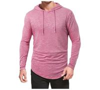 Veste de Neige athlétique Hommes Manches Longues Entraînement Sport Sweat à Capuche T-shirt de Course Décontracté Pull-over Tops Vestes de Randonnée, Rose chaude., Small