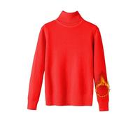 Veste de Noël en polaire confortable pour femme - Pull tricoté à demi-col haut - Pull court pour l'automne et l'hiver - Couleur unie - Pull ample épais en peluche pour cadeaux de Noël, RD1., L