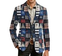 Veste de Noël pour homme, costume de Noël pour homme, avec motif de Noël, veste de costume confortable avec boutonnière pour les occasions festives, vêtements de Noël, Vert arme (01), L