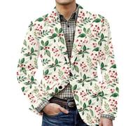 Veste de Noël pour homme, costume de Noël pour homme, avec motif de Noël, veste de costume confortable avec boutonnière pour les occasions festives, vêtements de Noël, Vert menthe (01), L