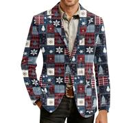 Veste de Noël pour homme, costume de Noël pour homme, avec motif de Noël, veste de costume confortable avec boutonnière pour les occasions festives, vêtements de Noël, 01 - Multicolore, L