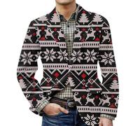 Veste de Noël pour homme, costume de Noël pour homme, avec motif de Noël, veste de costume confortable avec boutonnière pour les occasions festives, vêtements de Noël, Noir (01), L