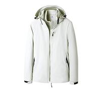Veste de pluie 3 en 1 pour femme - Veste softshell pour femme - Noir - Avec capuche - Couleur unie - Veste chaude à capuche - Coupe-vent - Veste d'hiver - Grandes tailles - Veste de randonnée pour