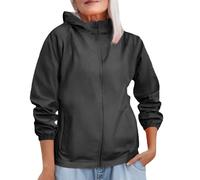 Veste de pluie coupe-vent légère pour femme avec poches pour camping, cyclisme, course à pied, vélo, randonnée, 1A-Noir, 5XL